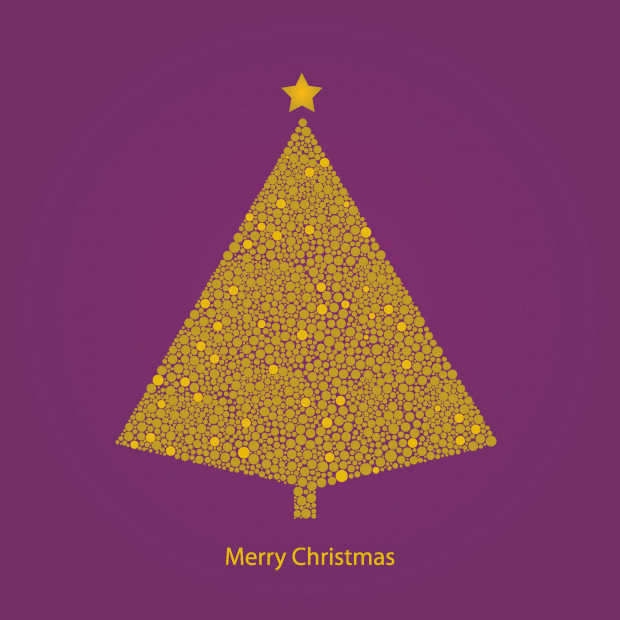 Abstract fir-tree on purple background. Vector illustration