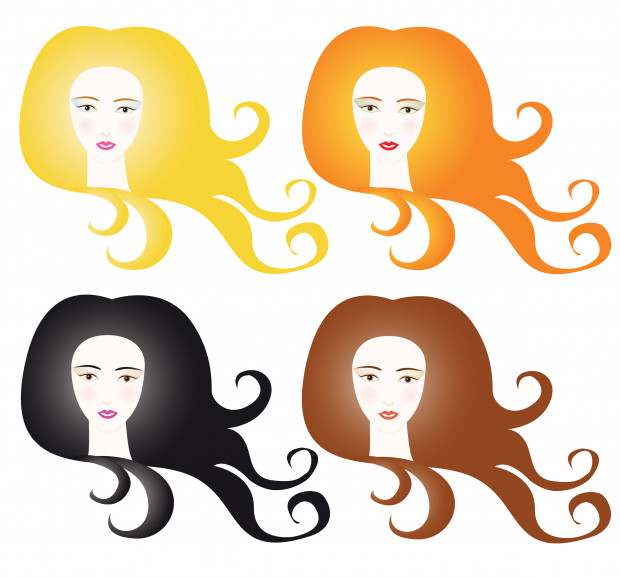 Woman hair types. Vector illustration