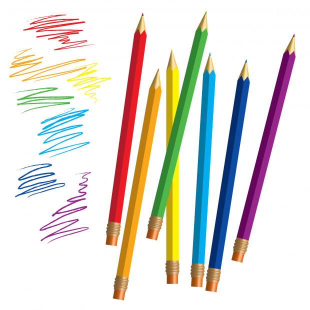 Color pencils on paper. Vector illustration